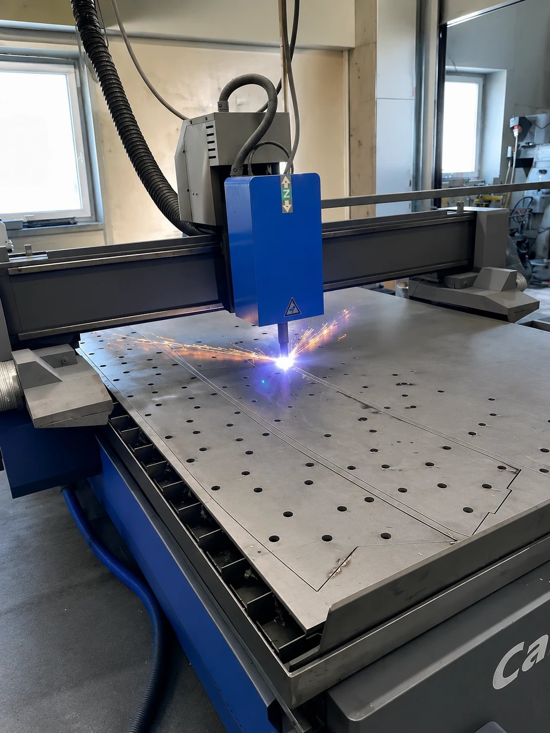 CNC-Plasmaschneidanlage in der Werkstatt von AN Metallbau