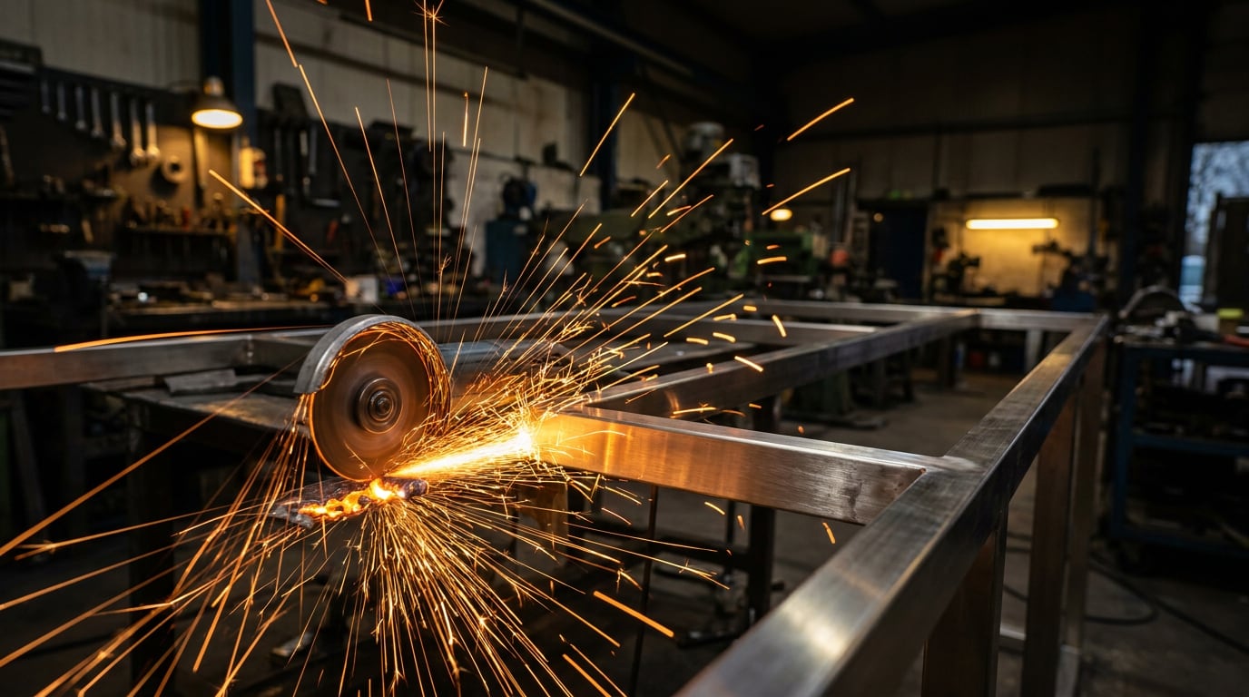 Funkenflug bei der Metallbearbeitung in der eigenen Werkstatt